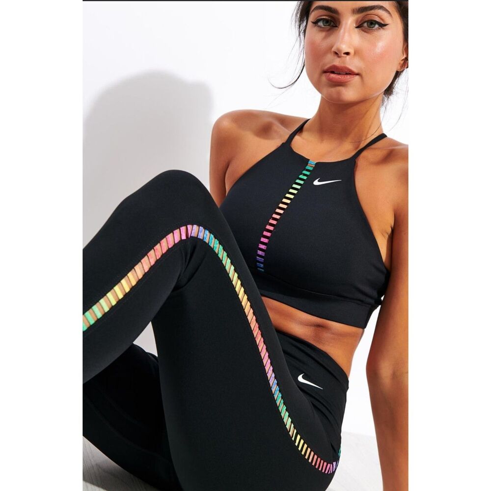 NIKE WOMEN'S INDY LIGHT RAINBOW BLACK TRAINING SET Sz SMALL